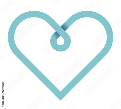Heart icon, logo. Love symbol. Gradient vector logo of heart shape made of ribbon. Heart with drop. Love and mercy concept. Vector color illustration, isolated on white background.