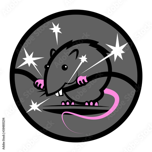 The stylized image of a rat gnawing. Icon for logo or avatar.