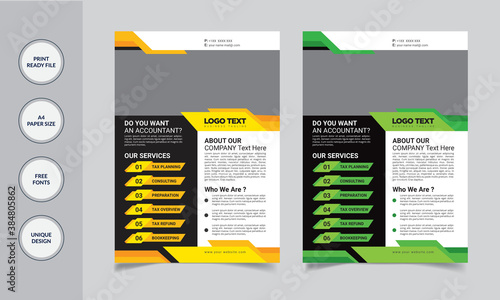 Modern Accounting Flyer Design Template.
Template Details:
 2 Color Version
Full Vector Eps file
Easy Customization and Editable
Size: A4 (210X297)
300 DPI resolutions