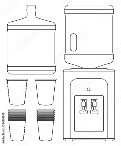 Water cooler vector realistic set icon. Vector illustration bottle on white background. Isolated realistic set icon water cooler.