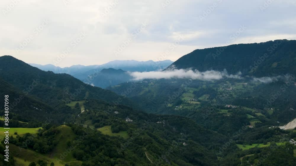 Drone Aerial Timelapse Hyperlapse Clouds Above Green Countryside of Slovenia. Drone Aerial Timelapse Hyperlapse Clouds Above Green Countryside of Slovenia.