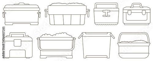 Box for ice vector illustration on white background. Isolated outline set icon icebox. Vector outline set icon box for ice.