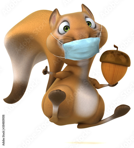 Fun 3D cartoon squirrel with a mask