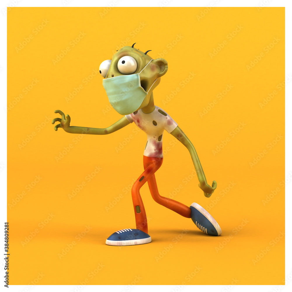 Fun 3D cartoon Zombie with a mask Fun 3D cartoon Zombie with a mask