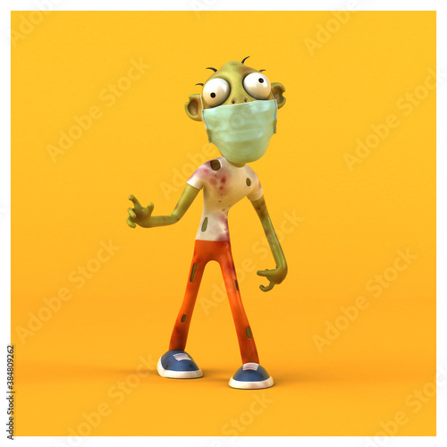 Fun 3D cartoon Zombie with a mask