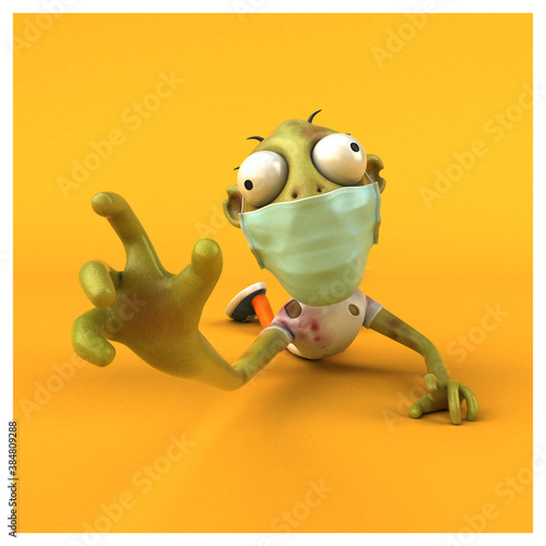 Fun 3D cartoon Zombie with a mask