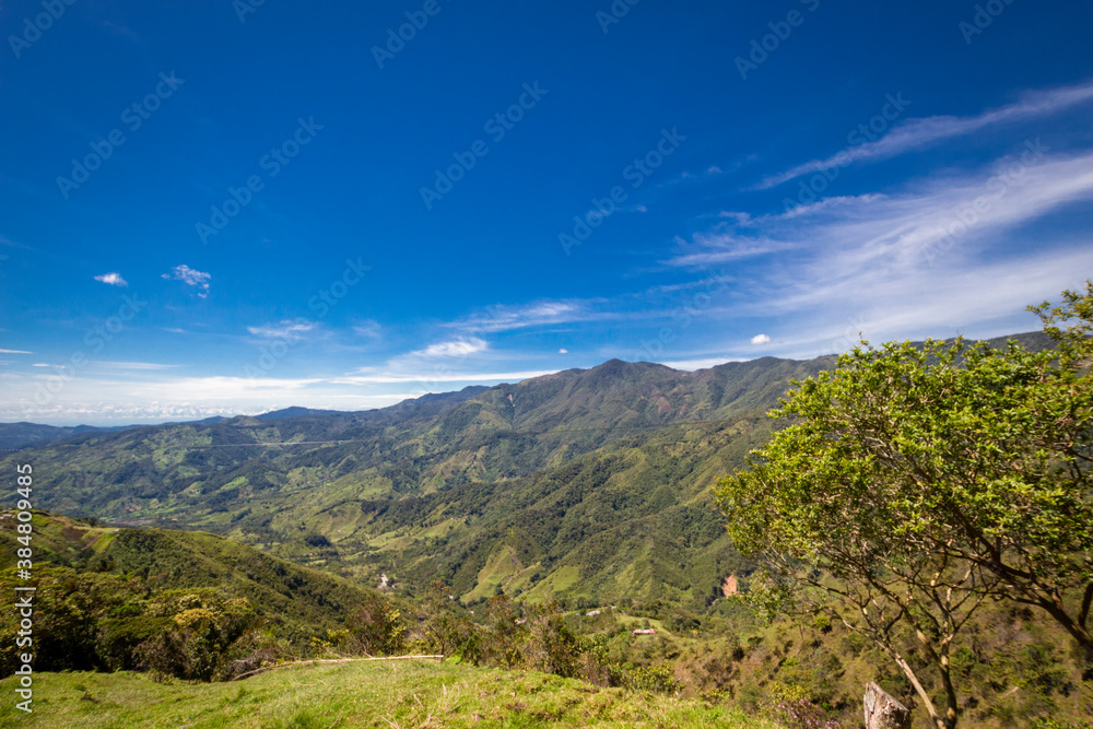 Naklejka premium Colombian landscapes. Green mountains in Colombia, Latin America