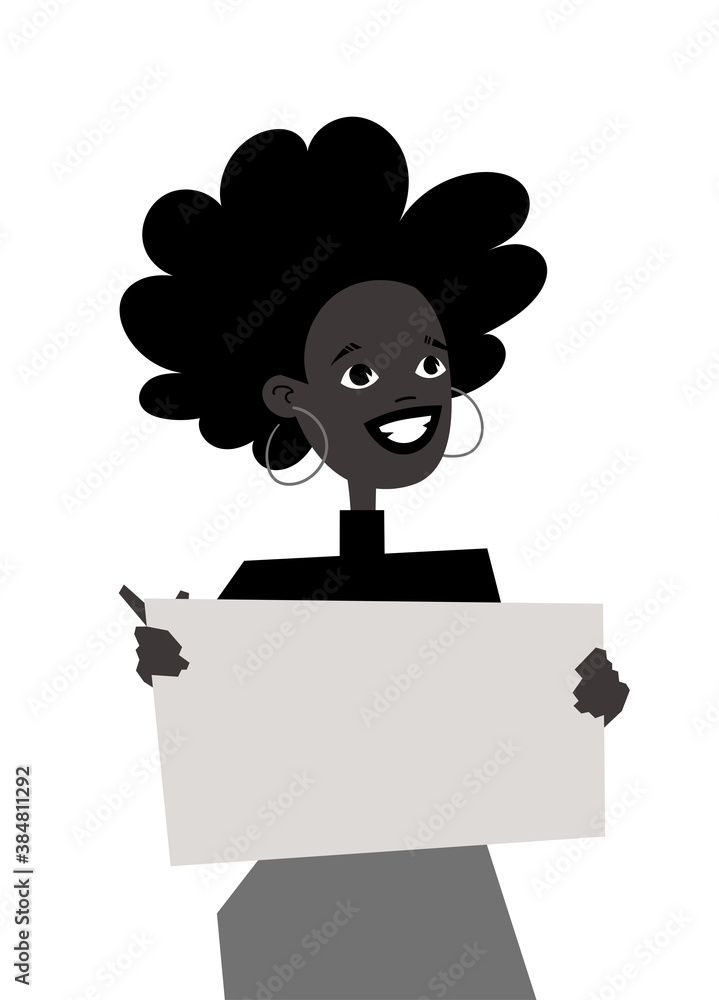 Young Black Female Character. Cartoon Style People. Black Lives Matter ...