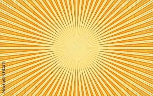 Yellow background with sun. 3D abstract art. Design for curtains, wallpapers, T shirt and projects. Textile art. Background for letterhead, invitation and visiting card. Best illustration of sun rays.