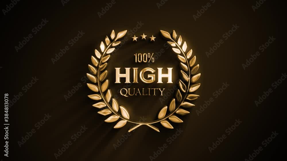 High Quality Label With Laurel Leaves And Gold Texture Animation/ 4k ...