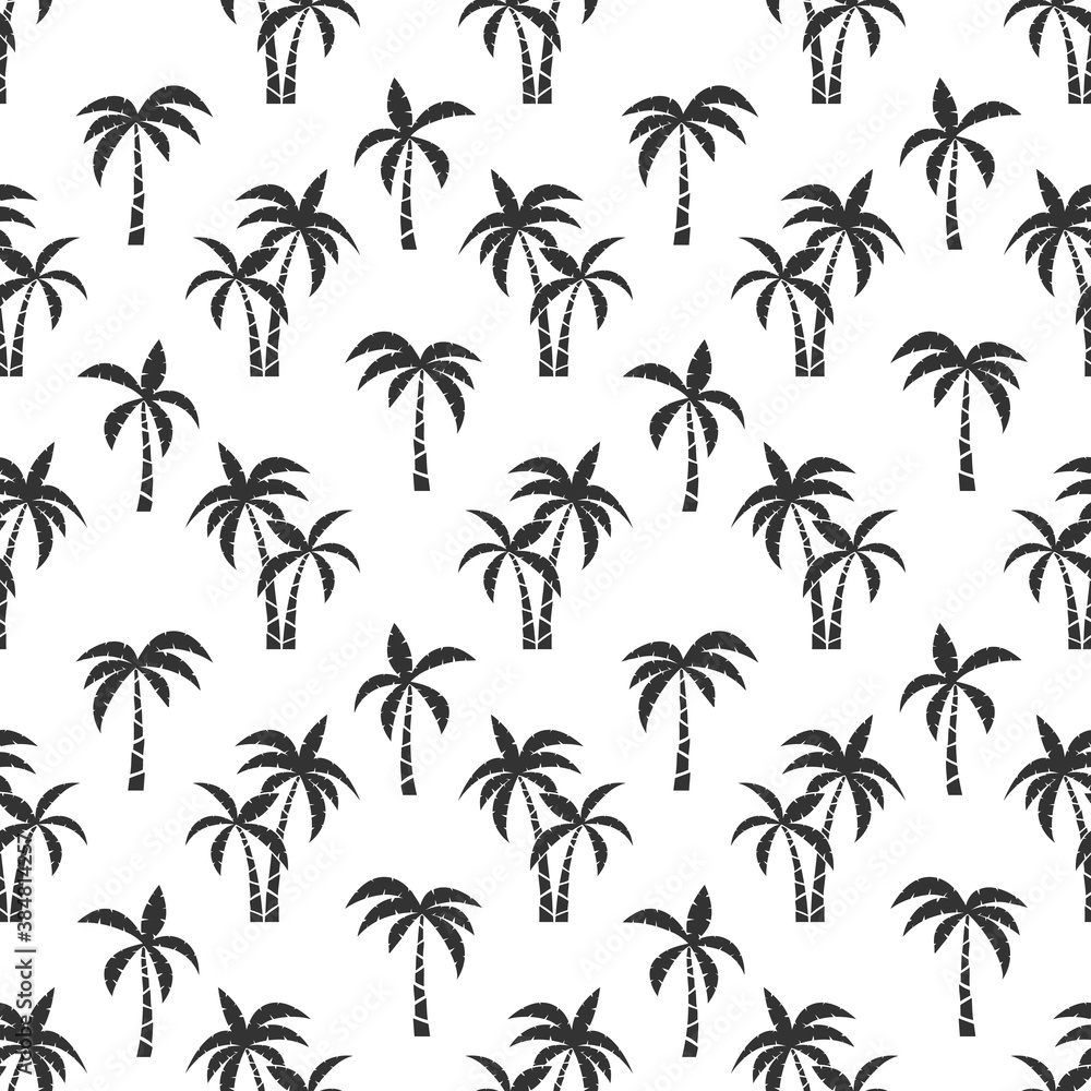 Palm trees black seamless pattern