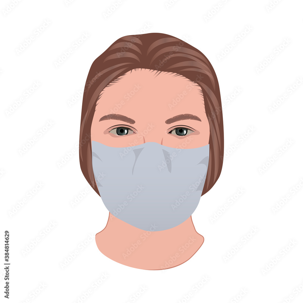 Wearing mask young woman face. Virus, coronavirus, covid-19 poster. Wearing mask young woman face. Virus, coronavirus, covid-19 poster.
