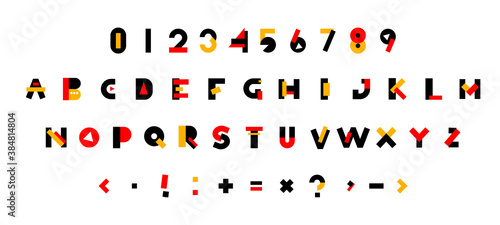 Vector color latin alphabet with numbers
