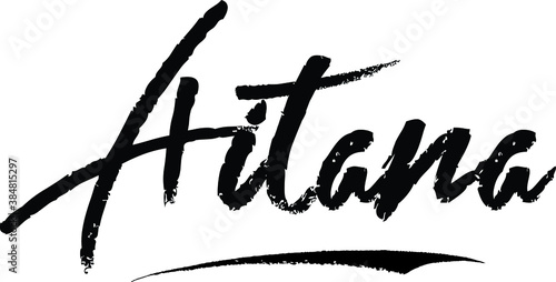Aitana-Female name Modern Brush Calligraphy on White Background photo