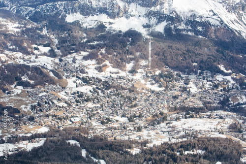 Cortina d'Ampezzo winter town view