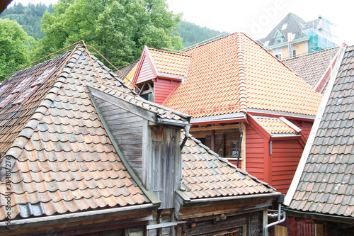  roofs in a diferent shades of orange