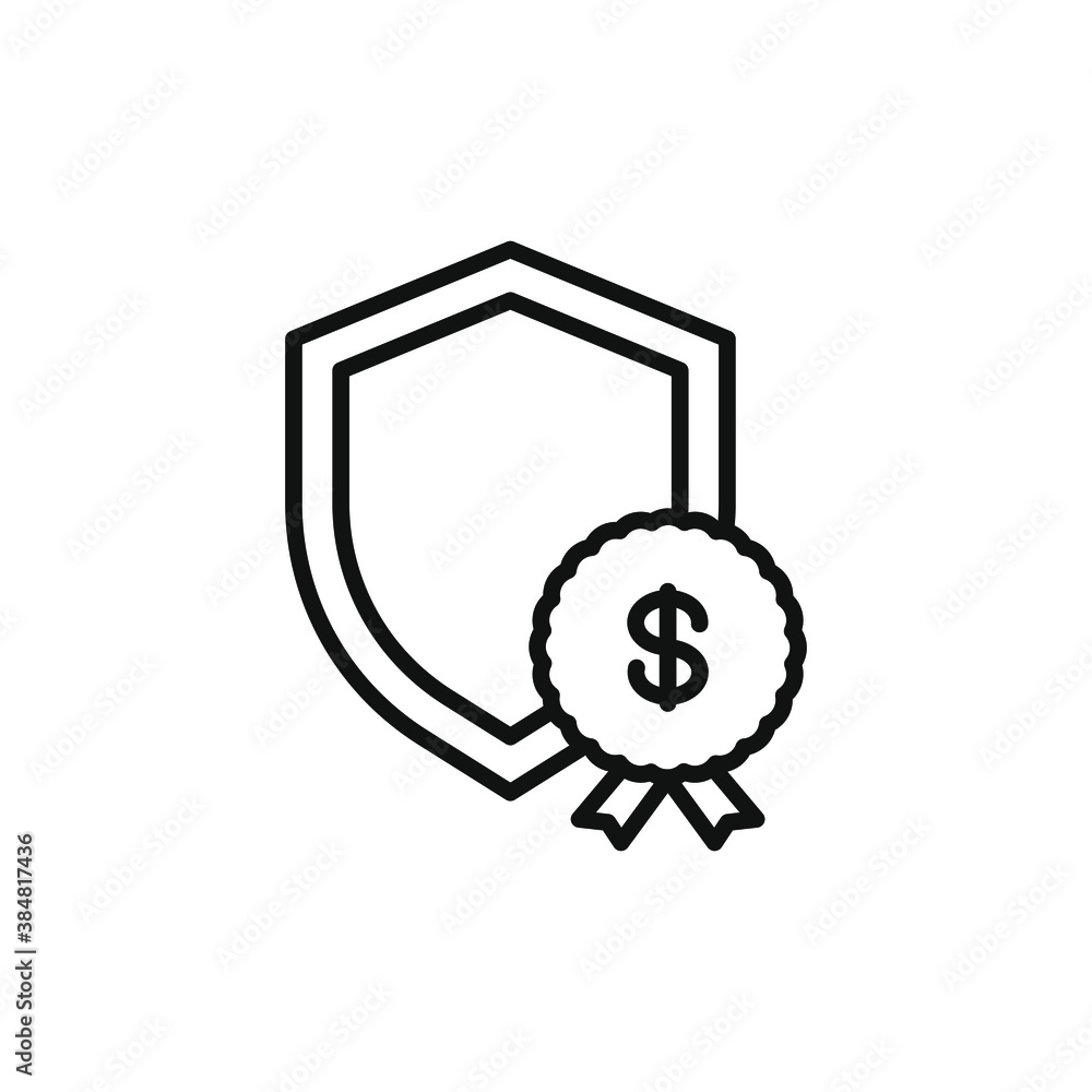 Money with a shield. Guarantee financial protect icon concept isolated on white background. Vector illustration Money with a shield. Guarantee financial protect icon concept isolated on white background. Vector illustration