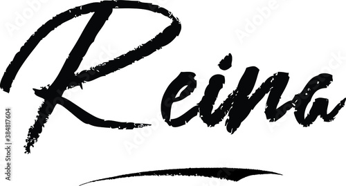 Reina-Female name Modern Brush Calligraphy on White Background