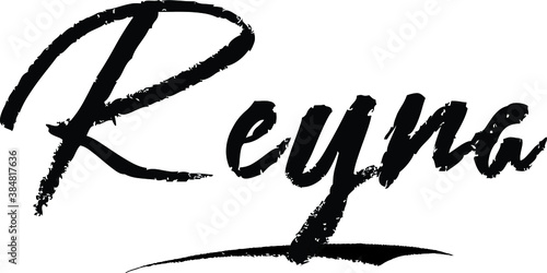 Reyna-Female name Modern Brush Calligraphy on White Background photo