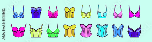 set of bustier cartoon icon design template with various models. vector illustration isolated on blue background