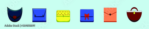 set of bag and wallet for women cartoon icon design template with various models. vector illustration isolated on blue background