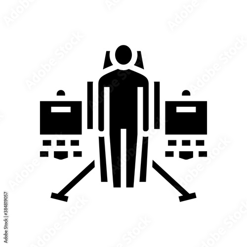 jetpack fly transport glyph icon vector. jetpack fly transport sign. isolated contour symbol black illustration