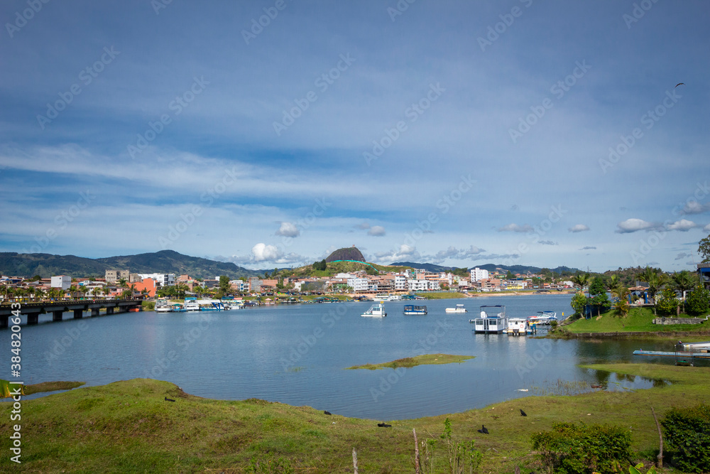 Landscape of the reservoir of Peñol and Guatapé located in Antioquia (Colombia)