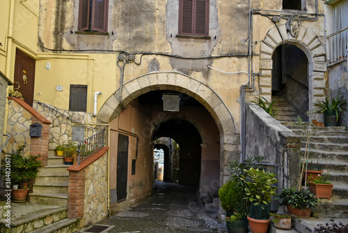 An alley among the old houses of Fiuggi  a medieval village in the Lazio region.