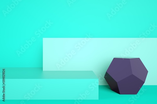 Realistic geometric podium in pastel colors for advertising mockup or placement of items  3d rendering