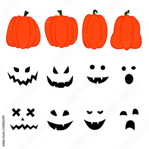 halloween pumpkin face set vector design
