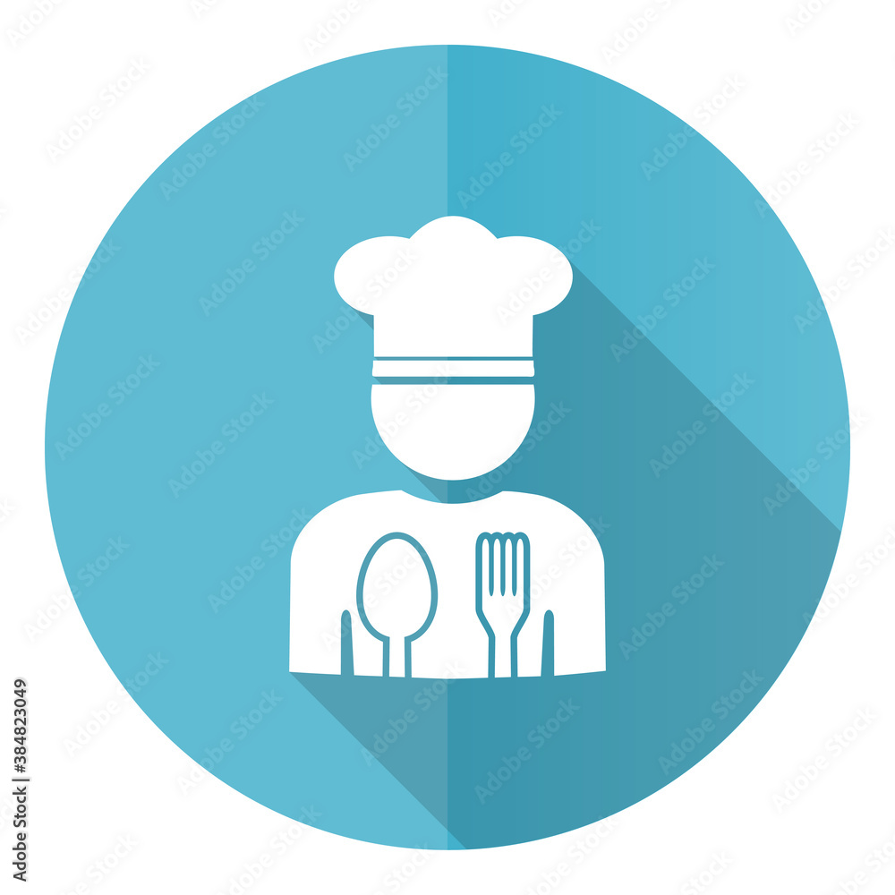 Chef, restaurant concept blue vector icon, flat design illustration in eps 10 Chef, restaurant concept blue vector icon, flat design illustration in eps 10