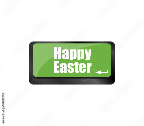 happy Easter text button on laptop keyboard