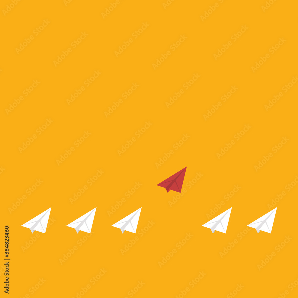 Red Paper Airplane Leading White Paper Airplanes. Leadership Concept With Paper Planes.
Red Paper Airplane Leading White Paper Airplanes. Leadership Concept With Paper Planes.