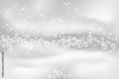 Bath foam isolated on transparent background. Bubbles texture.