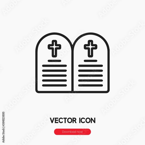 ten commandments icon vector.  Linear style sign for mobile concept and web design. ten commandments symbol illustration. Pixel vector graphics - Vector.	