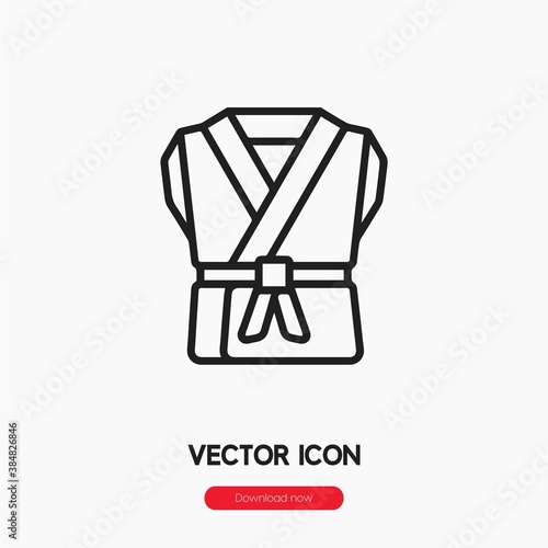 karate kimono icon vector. Linear style sign for mobile concept and web design. karate kimono symbol illustration. Pixel vector graphics - Vector.