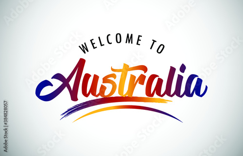 Australia Welcome To Message in Beautiful Colored Modern Gradients Vector Illustration.