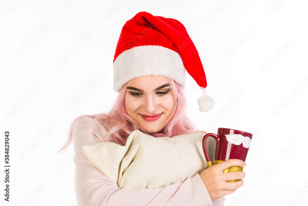Beautiful young attractive smiling happy people. Detailed face portrait studio shoot isolated on abstract blurred white background. Christmas, New Year, birthday celebration and holidays concept. Beautiful young attractive smiling happy people. Detailed face portrait studio shoot isolated on abstract blurred white background. Christmas, New Year, birthday celebration and holidays concept.