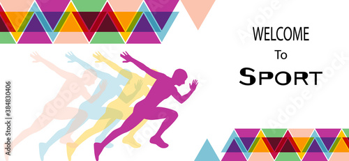 poster concept and sport. Colorful design element for maps, banners, printing, vector illustrations of icons, logos, and information. image of the runner's silhouette and colors. EPS10
