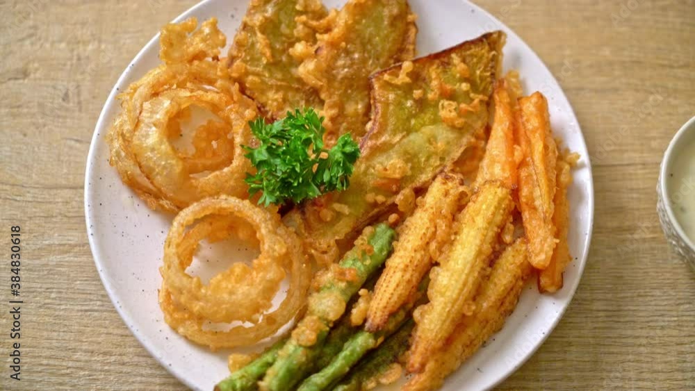 fried mixed vegetable (onions, carrot, baby corn, pumpkin) or tempura fried mixed vegetable (onions, carrot, baby corn, pumpkin) or tempura