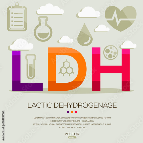 LDH mean (lactic dehydrogenase) medical acronyms ,letters and icons ,Vector illustration.
