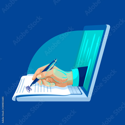 Cartoon Color Electronic Signature Concept. Vector