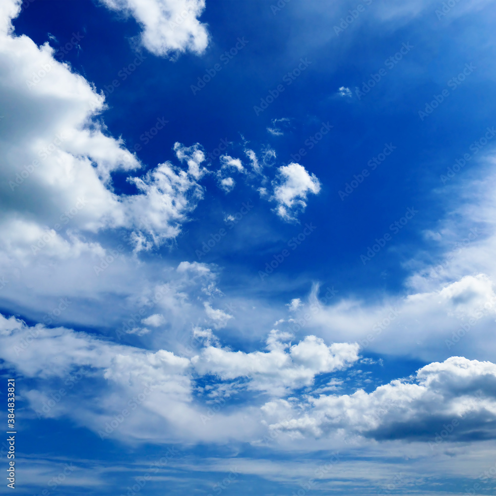 Fototapeta premium Beautiful white clouds on blue sky.