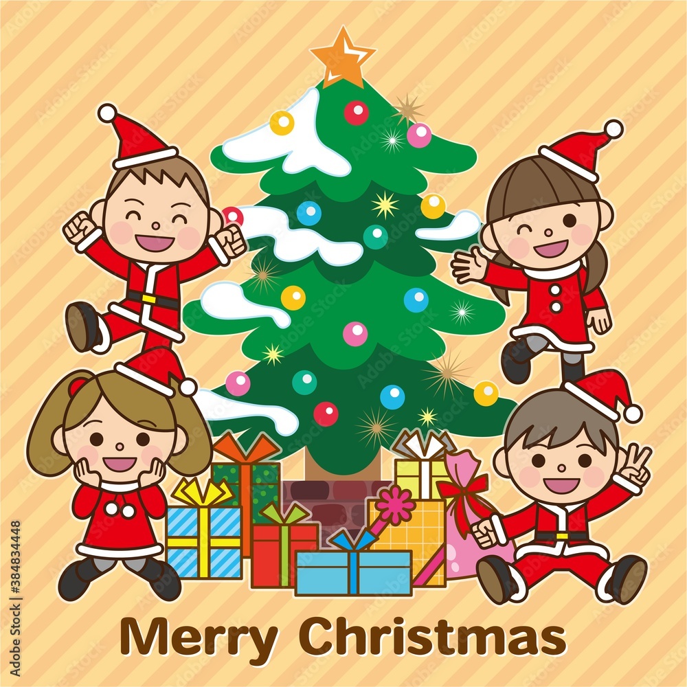 クリスマスツリーと子供たち クリスマスツリーと子供たち