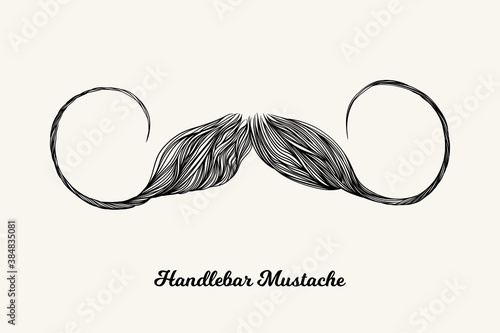 Handlebar mustache. Isolated men hairstyle for barber shop