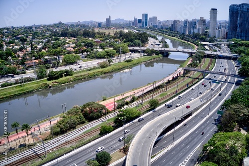 Vista aérea da vida urbana em São Paulo. 
Marginal Pinheiros. photo