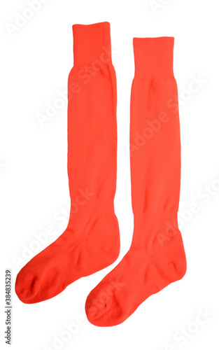 red football socks uppers isolated on white background