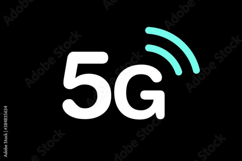 5G network vector logo. Vector illustration on black background