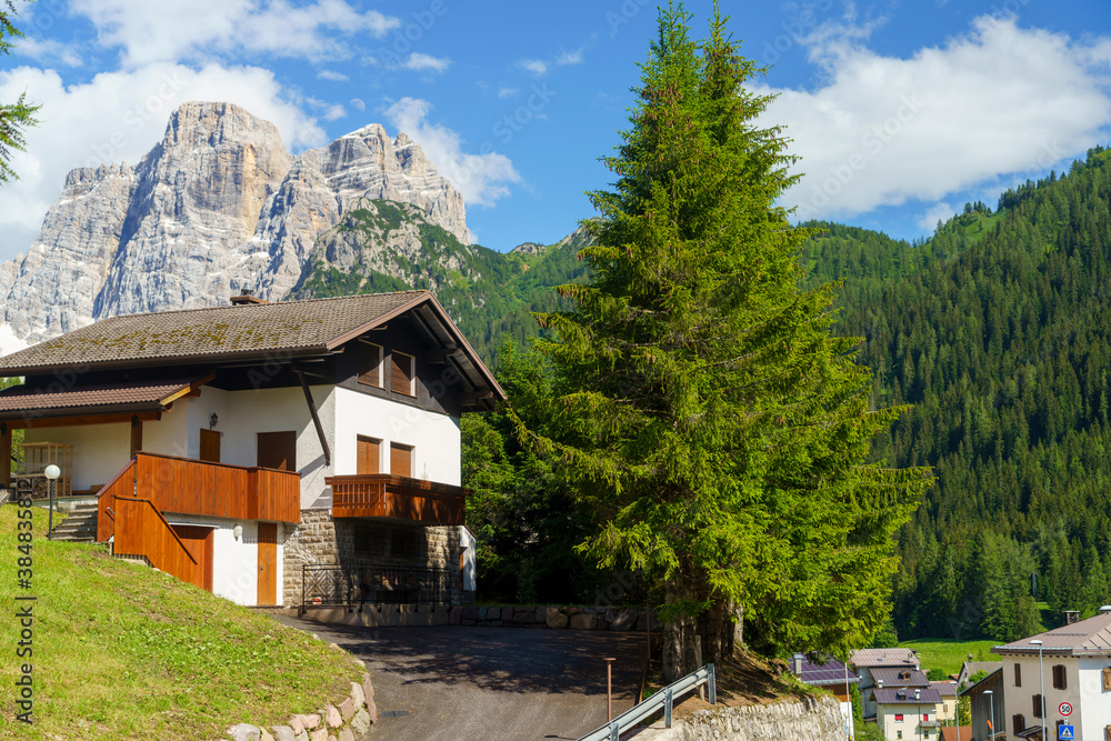 Mountain landscape along the road to Selva di Cadore, Dolomites Mountain landscape along the road to Selva di Cadore, Dolomites