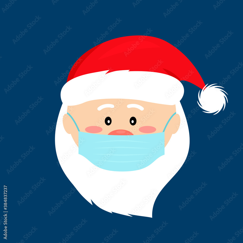 Santa claus in a medical mask for health care Christmas. COVID-19 prevention concept. Santa claus in a medical mask for health care Christmas. COVID-19 prevention concept.
